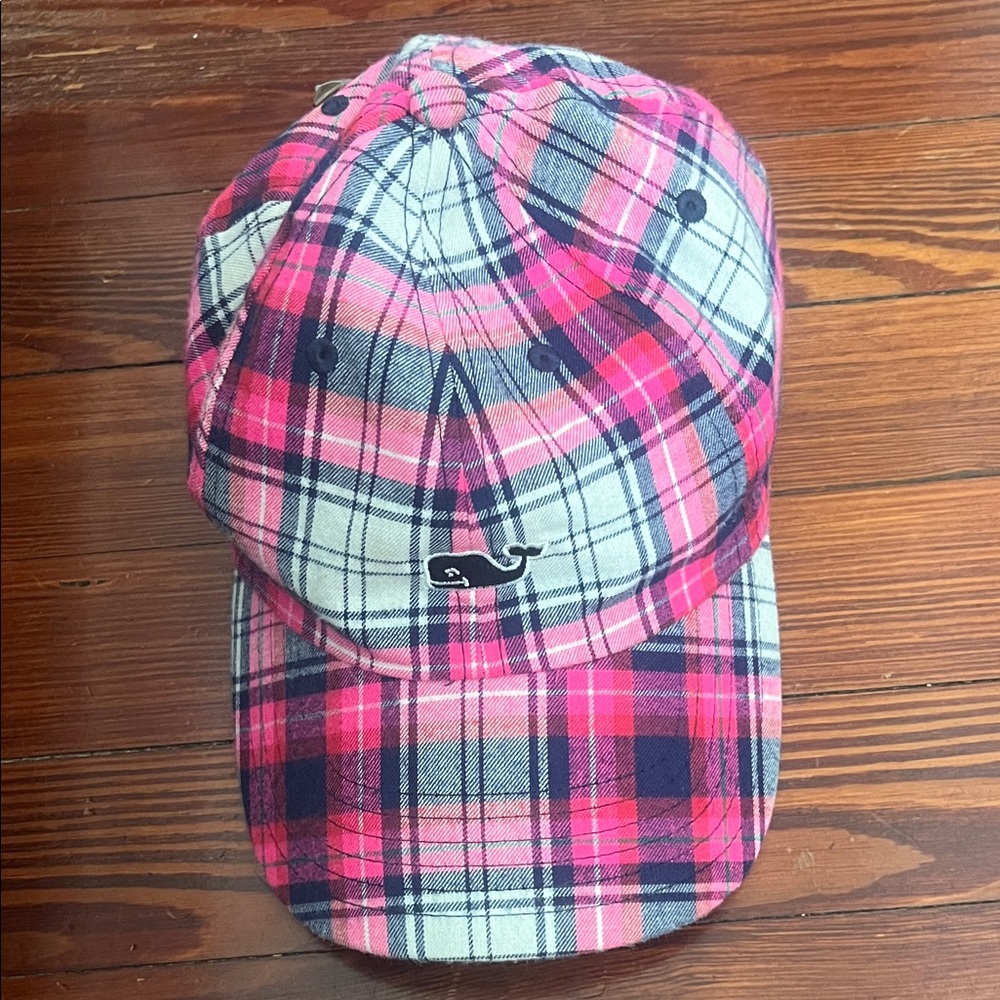 Vineyard Vines Pink Plaid Baseball Cap